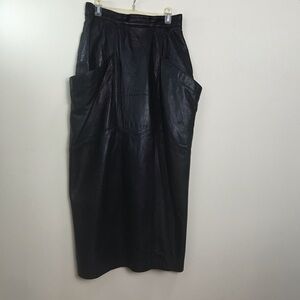 Danier Vintage 1980s Pencil Pockets Leather Skirt